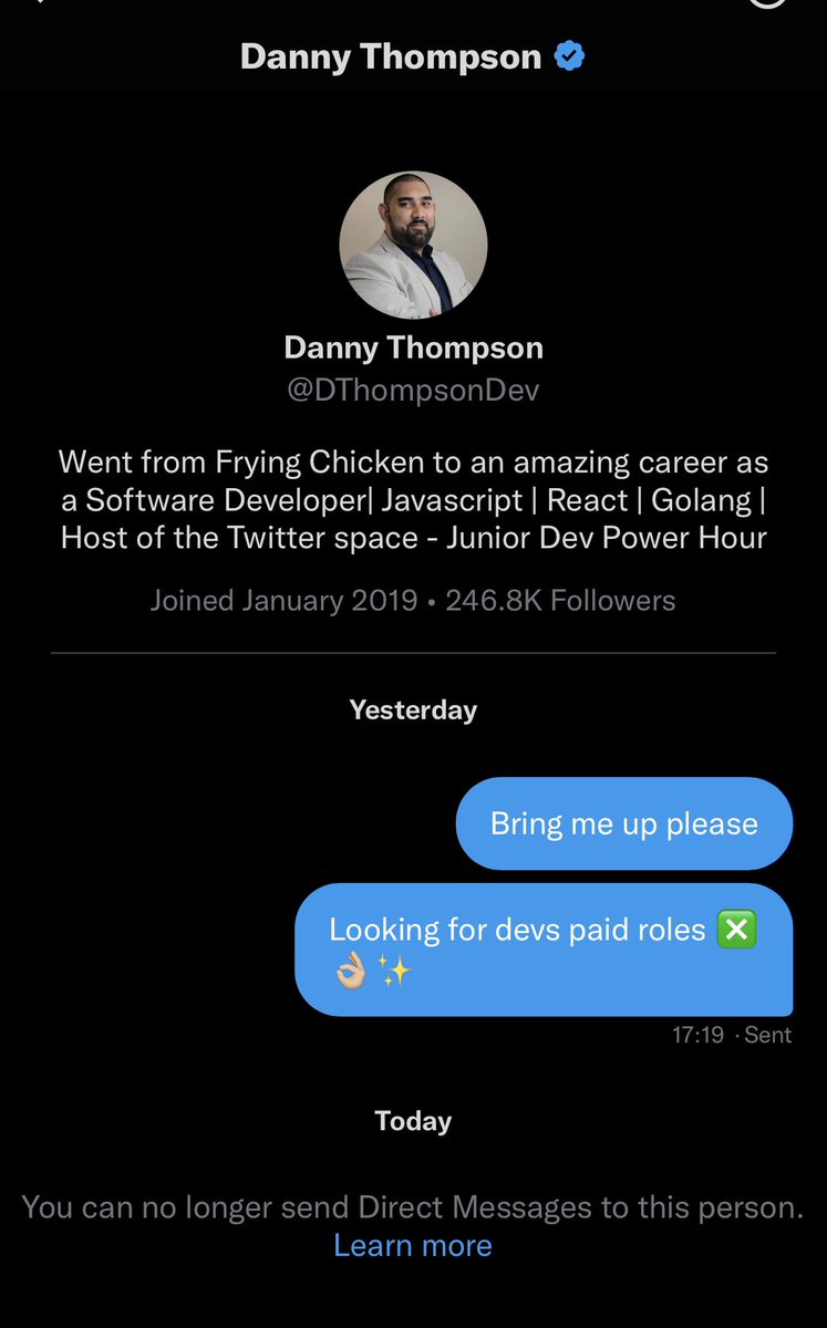 These are the kind of people that make them selfs look like heroes in web3?! I reached out to the homie @DThompsonDev to help people looking for paid opportunities in web3! This mfer blocked me 🤣🗑  

@hey_wallet send 234 $DOGGO to the first 521 retweets ✅ 
follow @web3pappi