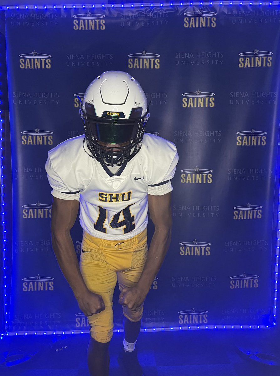 adreonpetty4's tweet photo. after a great visit to @SienaHeightsFB i am blessed to receive another offer @Coach0z  thank you for the opportunity💙💛 https://t.co/cqKfy9iXTs