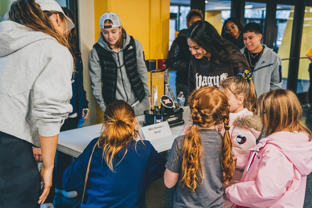 So much fun meeting the kids at today’s <a href="/wvugymnastics/">WVU Gymnastics</a> Women’s Empowerment Meet! 🤗

And peep that hardware we brought along with us 👀

#HailWV
