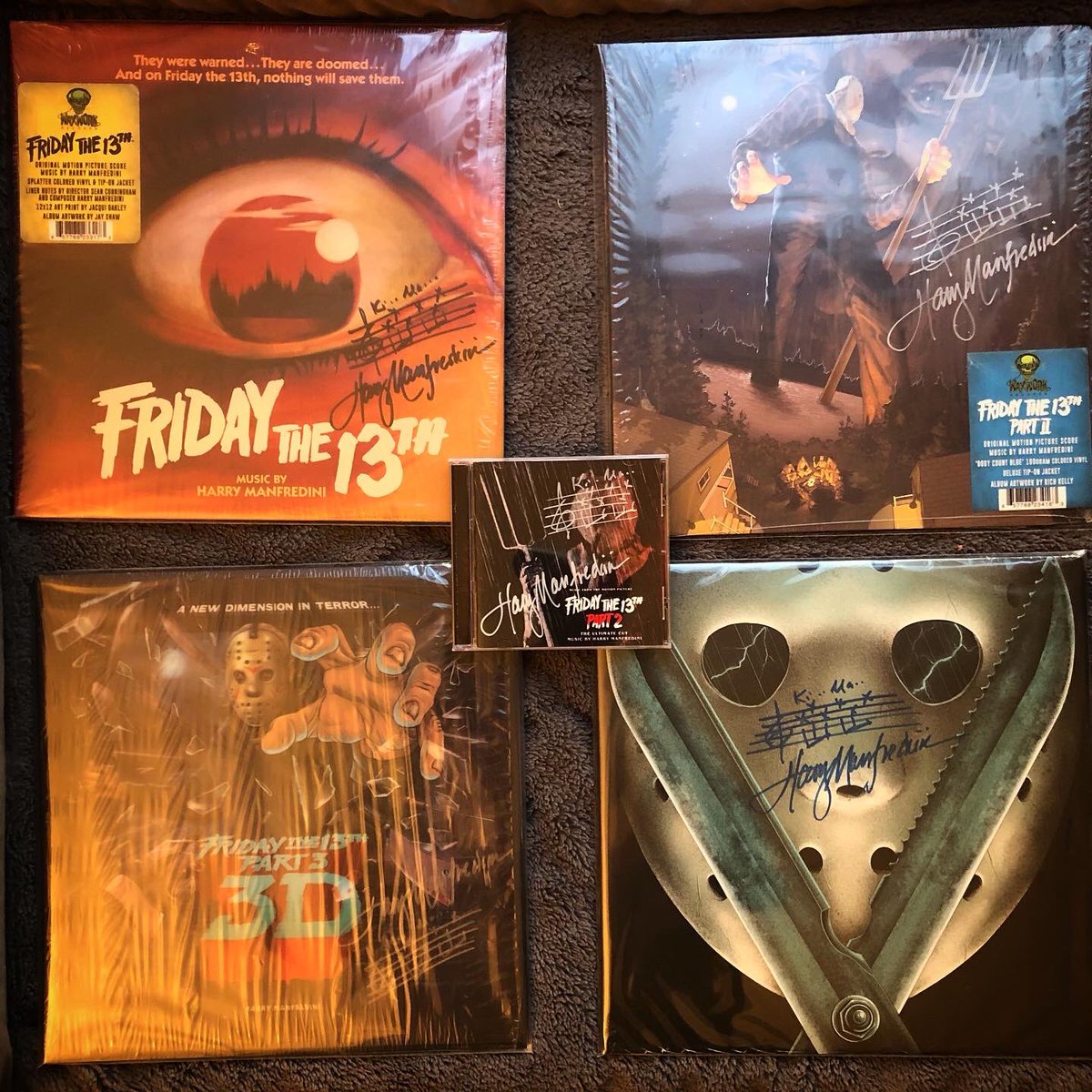 jonmmargolis's tweet photo. Almost exactly one year to the day, I got to see #harrymanfredini at #darkdelicacies again, this time for the release of #fridaythe13thpart2 #theultimatecut on #cd. He graciously signed more of my #fridaythe13th vinyl from @waxworkrecords 🥰🔪🩸#FridayThe13th #HorrorCommunity https://t.co/w1vvqJKRku
