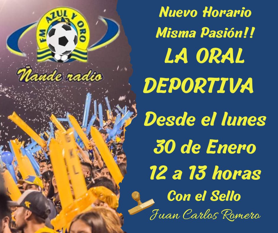 Desde mañana lunes, <a href="/OralDeportiva94/">La Oral Deportiva</a> de 12 a 13 horas por <a href="/azulyorodigital/">Azul y Oro Digital</a>
