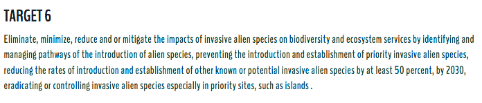 "Eliminate, minimize, reduce and or mitigate the impacts of #invasive alien species on #biodiversity and #ecosystem services by identifying and managing pathways of the introduction of alien species, preventing the introduction and establishment..." justsaynohomedepot.org #COP15