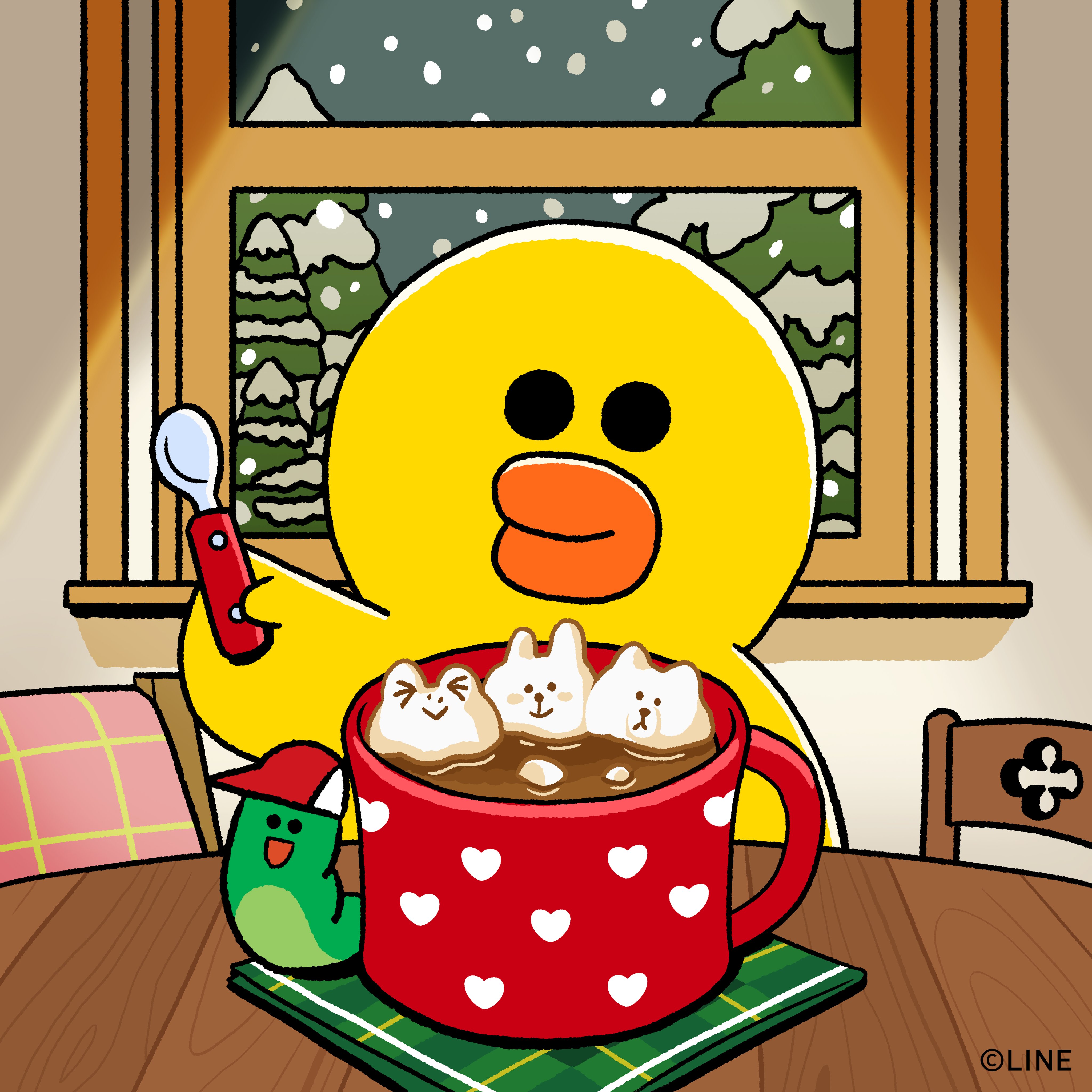 Line Friends Japan 冷たい風が吹く日は 甘いホットチョコ ブラウン コニー サリー レナード エドワード Linefriends 寒波 ホットチョコ マシュマロ ホットココア T Co Dcfamcsvcf Twitter