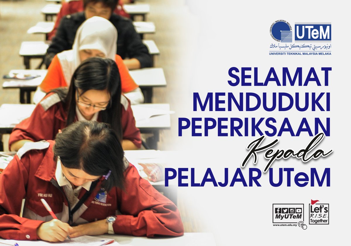 MyUTeM's tweet photo. Selamat Menduduki Peperiksaan Akhir Semester 

Jika kamu berhasrat untuk berjaya, jangan hanya memandang ke tangga tetapi belajarlah untuk menaiki tangga tersebut.

#menjajaruniversitimelonjakkehadapan #salamutemkusayang #utem2023 #utemcampus #utemprihatin #myutem #teamutem https://t.co/gGd5L3li94