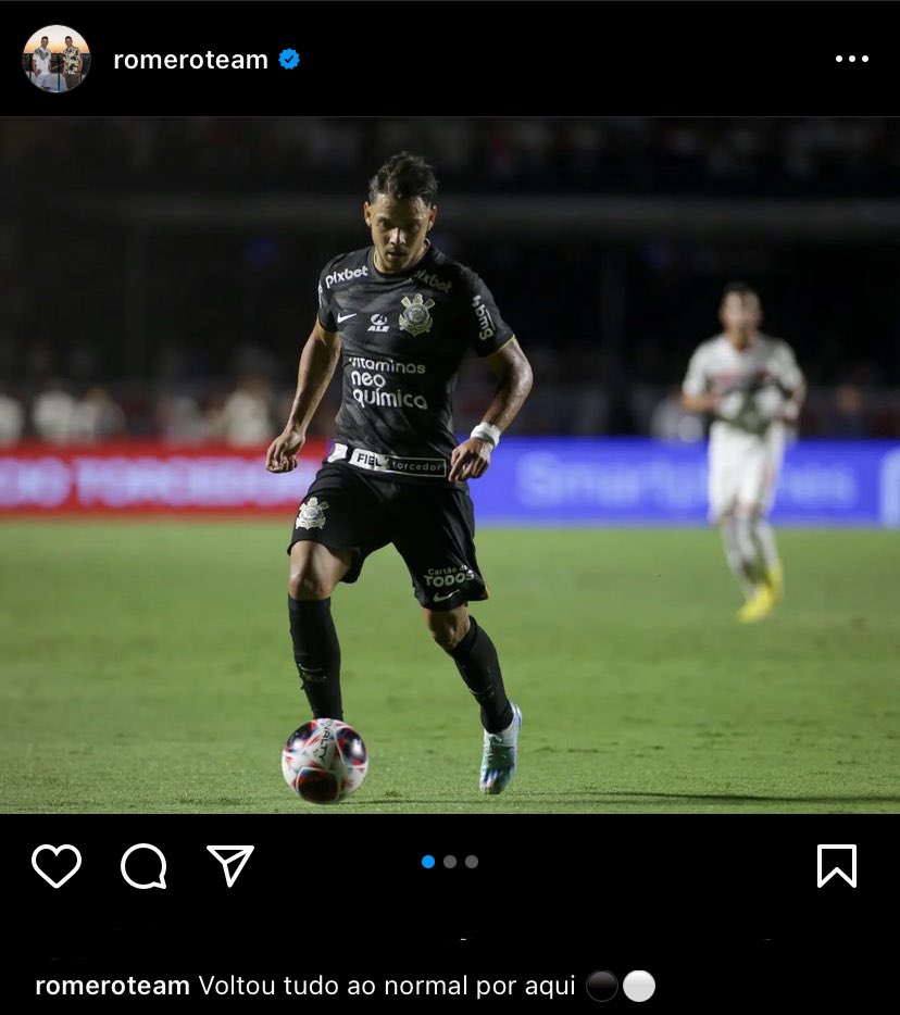 ⚫️⚪️ | Romero, no Instagram: “Voltou tudo ao normal por aqui”