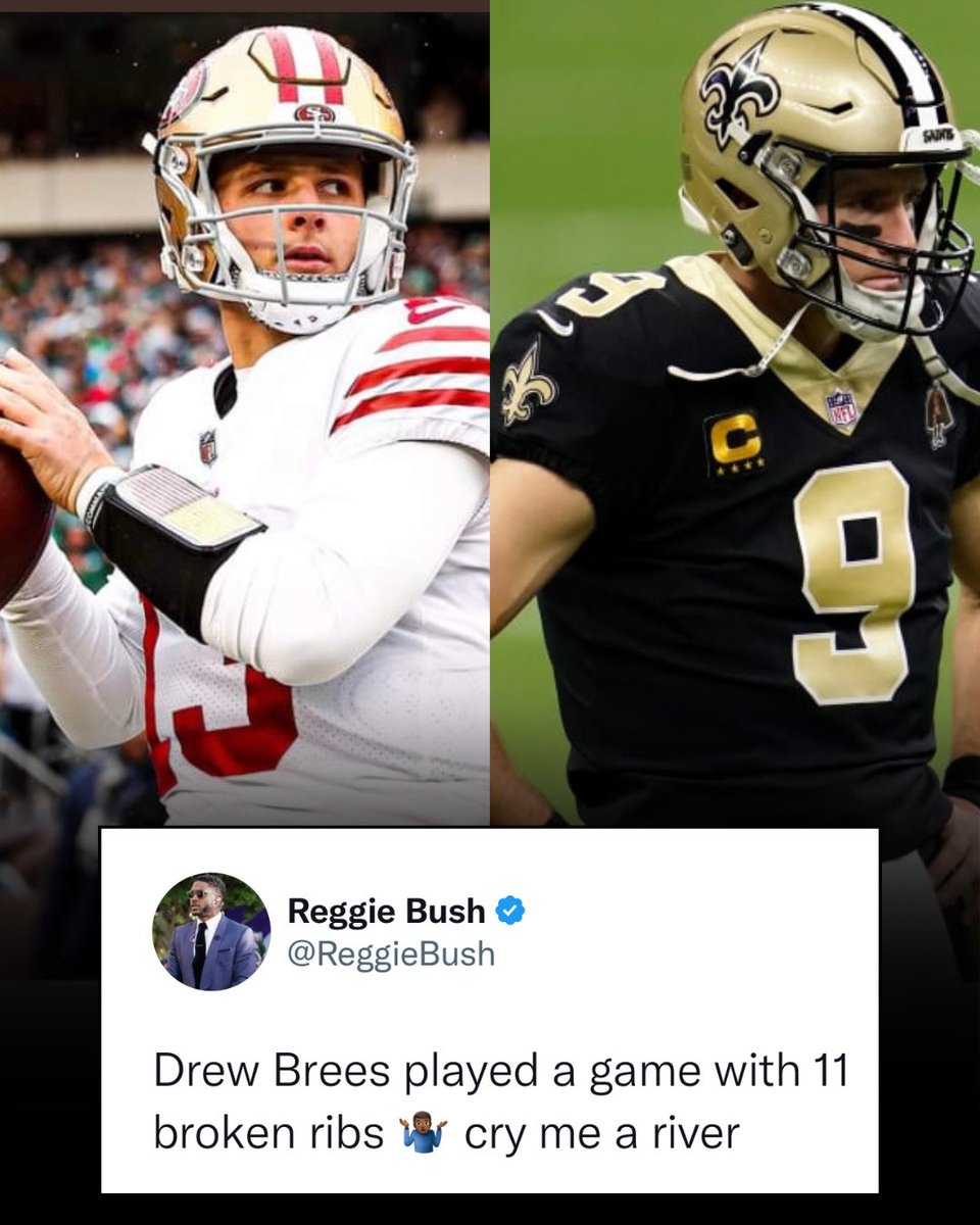 Reggie Bush reminding everyone what Drew Brees did with 11 broken ribs 😳