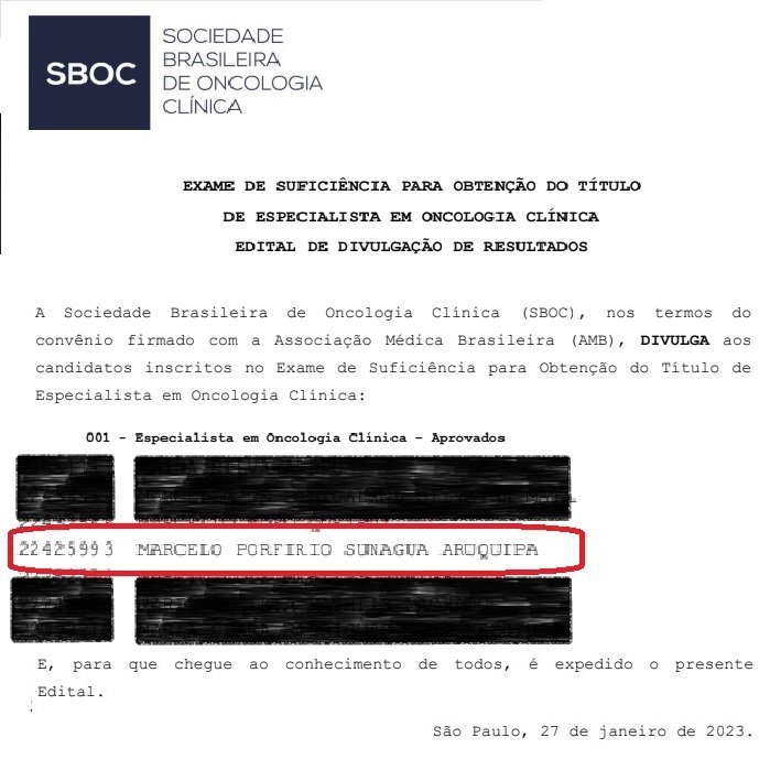 APPROVED in the Brazilian Clinical Oncology Examination
Officially #YoungOncologist
Thanks to @acccancercenter for these years of training
Thanks also to @ESOncology for the helpful study material
@SBOC_Oncologia @OncoAlert 
@UMSAinformacion