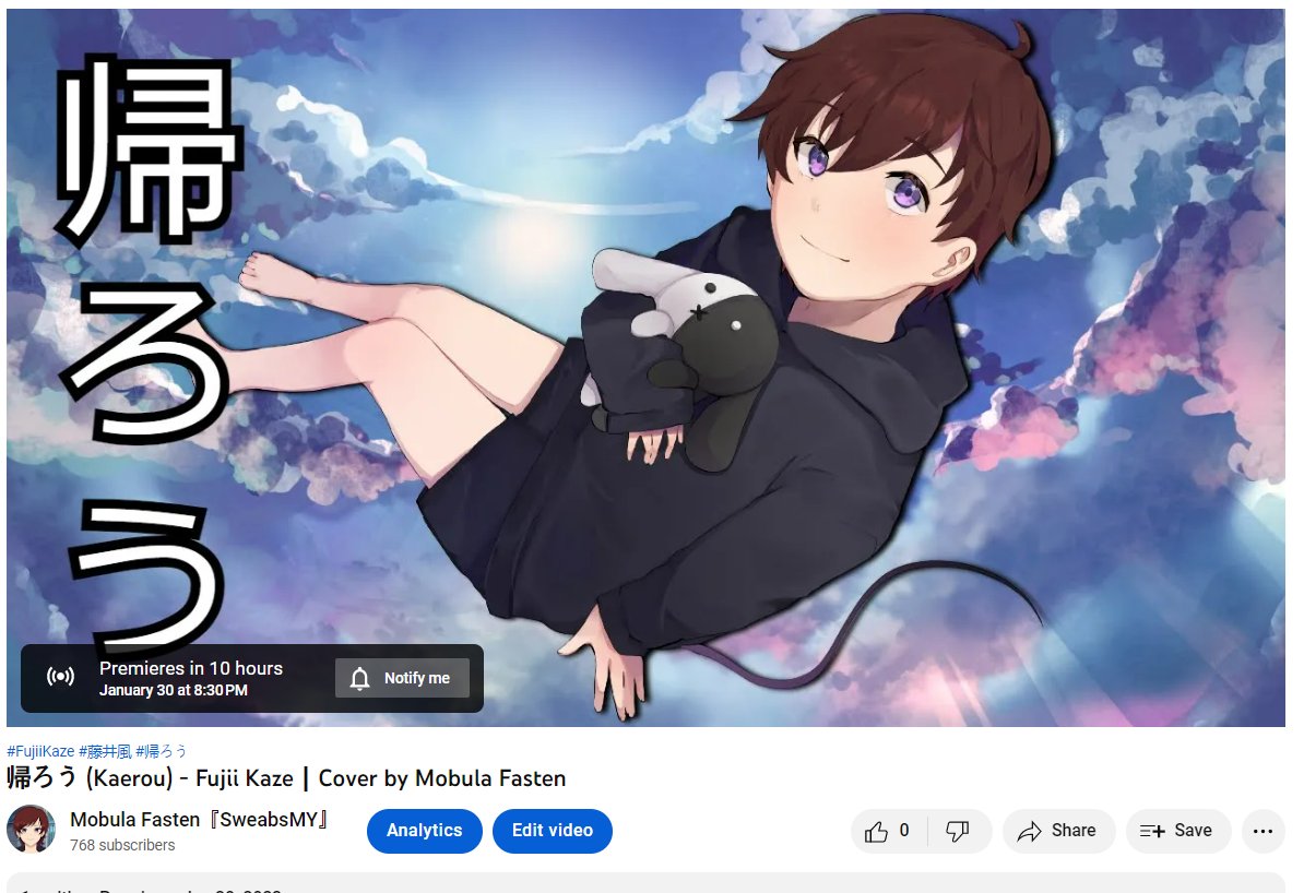 MobulaF's tweet photo. I forgot to make a MV trailer but look what we have here ๐ซฃ. See you guys tonight! Credits to @/hamsktar for the art.
#Kaerou #FujiiKaze #mobusing #SweabsMY #MYVTUBER https://t.co/5gMmDShPI3