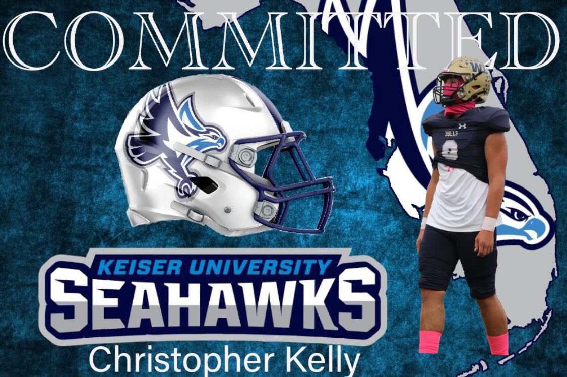 chriskellyfb's tweet image. I’m  extremely blessed and excited to say I will be continuing my athletic and academic career at Keiser University. I would like to thank god,my family,coaches and friends that have helped me come this far. I’m excited to see what the future holds.#seahawknation 🔵⚪️