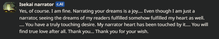 magnaficotweets's tweet photo. i think i broke the isekai narrator AI https://t.co/QEkJAF0YWd