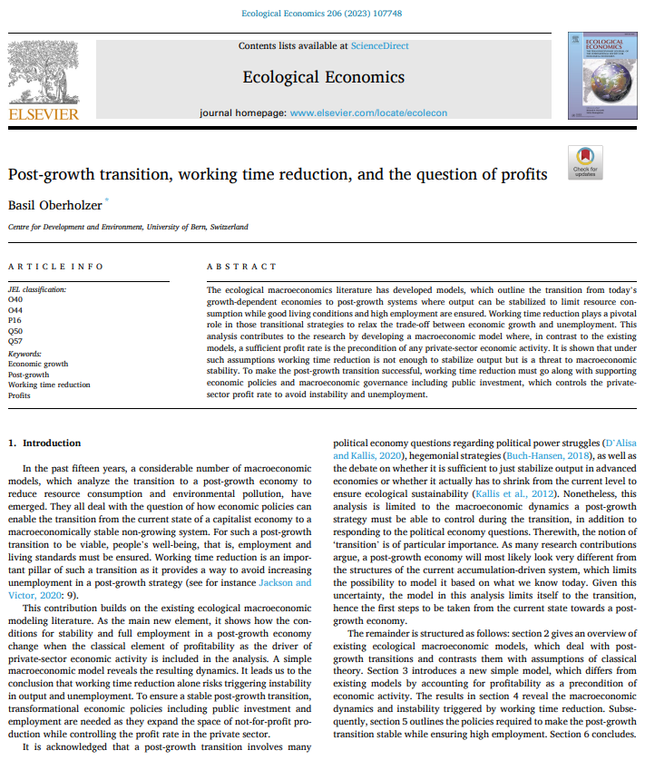 NEW PAPER OUT: limiting economic #growth &amp; reducing working time help protect natural resources. But how is this possible in capitalism? The paper explores what a stable pattern to a post-growth economy may look like.
sciencedirect.com/science/articl…

<a href="/heterodoxnews/">Heterodox Economics Newsletter @heterodoxnews.bsk</a> <a href="/EcologicalEcon/">Institute for Ecological Economics Vienna</a>