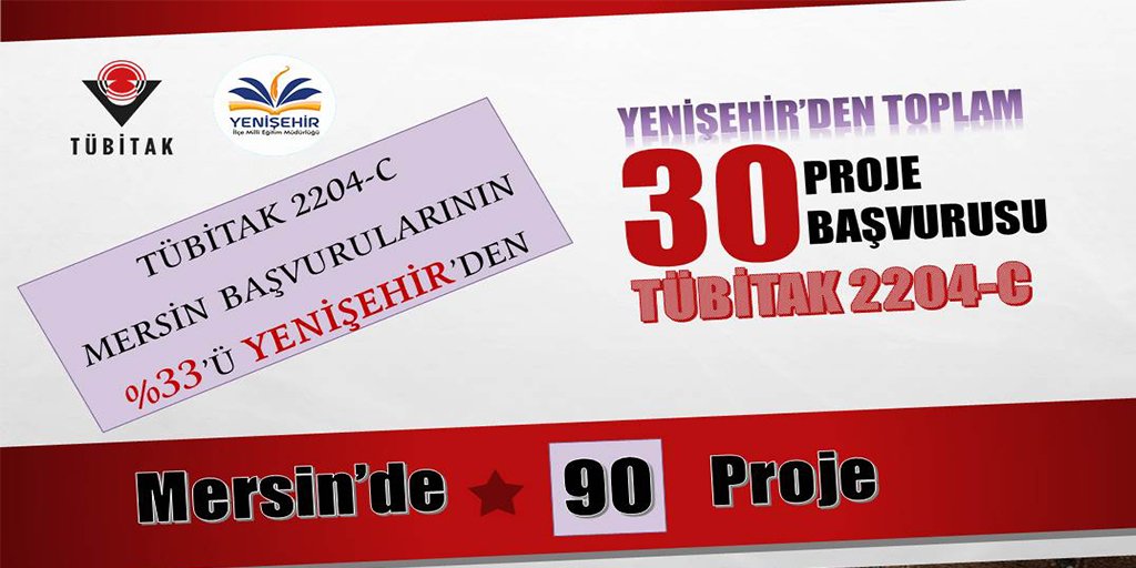 🔈<a href="/Tubitak/">TÜBİTAK</a> 2204-C Lise Öğrencileri Kutup Araştırmaları Projeleri Yarışması’nda YENİŞEHİR 30 başvuru ile Mersin başvurularının %3️⃣3️⃣ ünü oluşturmuştur. 

Gayretlerinden dolayı Öğretmen, idareci ve öğrencilerimize teşekkür eder, başarılar dileriz

<a href="/tcmeb/">Millî Eğitim Bakanlığı</a> <a href="/AdemKoca46/">Adem Koca</a> <a href="/necmidinc/">M.Necmeddin Dinç</a>
