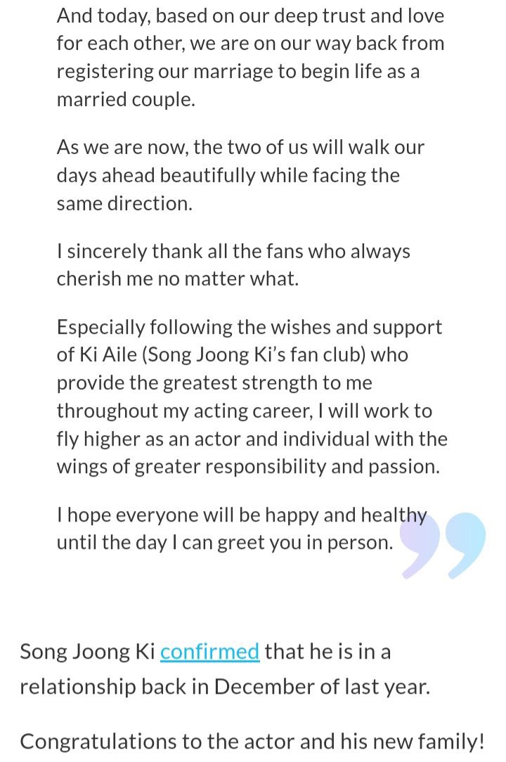 KiAileNYC's tweet photo. OMG!!! 😭😭😭💘💘💘

#SongJoongKi is getting married and he's going to be an APPA 😭💙

Be happy always Joongki!!! I love you so much my sweet bro!! 

Congratulations 🎊 

KI AILE!! It's our party time!! We are officially going to be ahjummas hahaha 😭💕 https://t.co/jll0QOGRx1