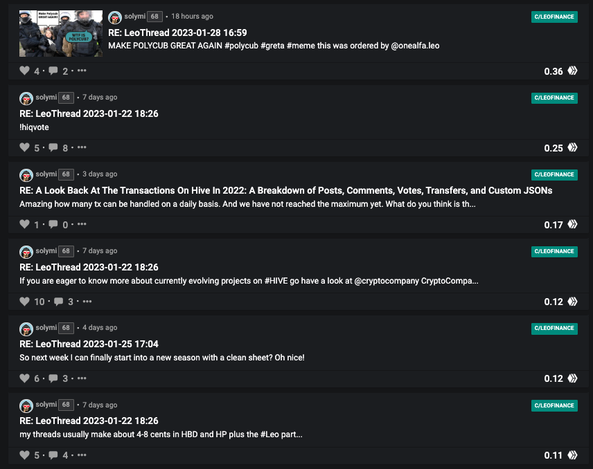bitpandummy's tweet photo. This is what one can make if they use #threads on @leofinance on a regular basis. Each and every thread is a potential way to earn $HIVE and $HBD and LEO!
Try it! Log in easy with your Twitter! #leofinance #polycub #hive
https://t.co/c0masO63Us https://t.co/D5KNA5ZuhU