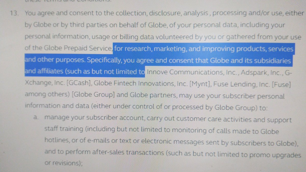 jevvei's tweet photo. @enjoyGLOBE really find ways to include their nefarious activity to terms and conditions in SIM registration.
@talk2GLOBE https://t.co/IHQJm22UDa