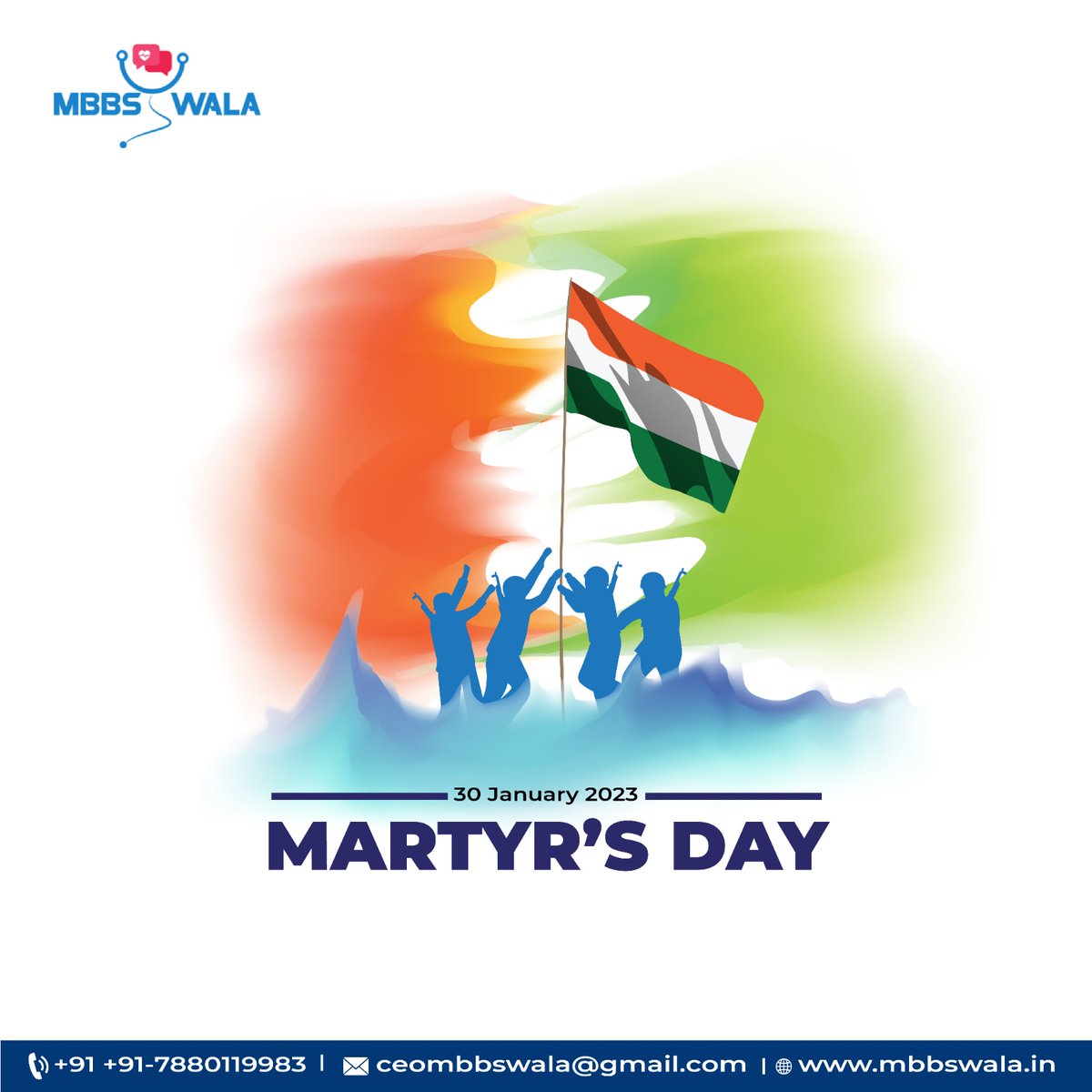 mbbswala21's tweet photo. The occasion of Martyrs’ Day will always remind us of the sacrifices of our Indian martyrs who sacrificed their lives for us.
 A heartfelt tribute to all our martyrs on this day.
:
:
:
#mbbswala #Bhopal #MartyrsDay  #madhyapradesh #aspirants #neetcounsellin #medicalstudent #neet https://t.co/uyIAvlTFMZ