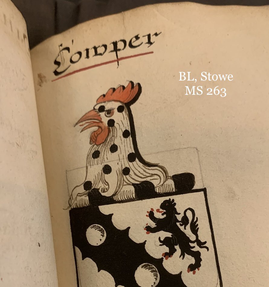 NatisArms's tweet photo. It’s #MondayMotivation. A wake-up gallicantu.
BL, Stowe MS 263, Visitation book of #Leicestershire 1619. #17thCentury
#crest #armoirie https://t.co/nDRuu36lfU