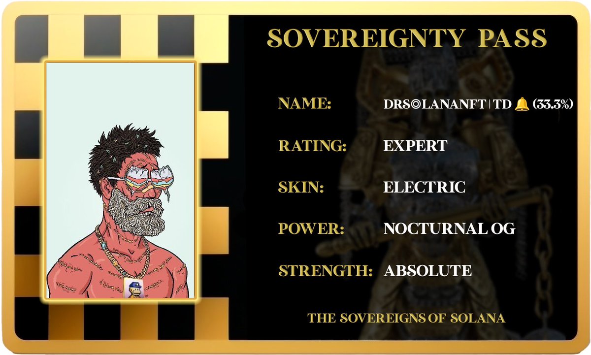 Thanks @TheSovereignNFT for my sovereignty pass

lol @ nocturnal OG. thanks and GL tomorrow !!