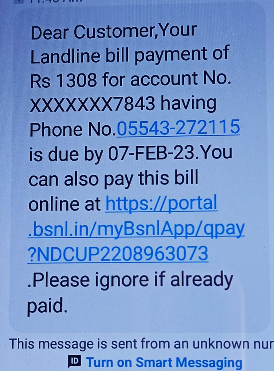 harsh71653's tweet photo. @BSNLCorporate @DoT_India @CMOfficeUP
Sir, hume apna landline connection 29.01.2019 me katwa diya tha uske baad aaj date 30.01.2023 me ₹1,308 ka bill aaya h jbki humare yaha 4 saal se koi bhi landline nahi lagi h. https://t.co/ENzY9Szquz