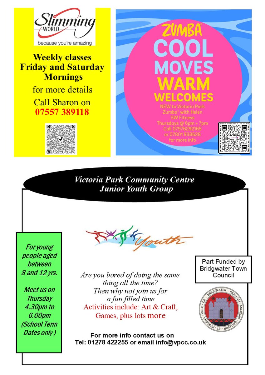 Good Morning  Monday 30th Jan 

Already the last monday in January !! 

We have another busy week at the centre 

With all of our regular activities alongside lots of one off bookings

Cafe on the Park is Open 10.30 - 2.00 all week Mon - Fri 

See you all soon 

VPCC