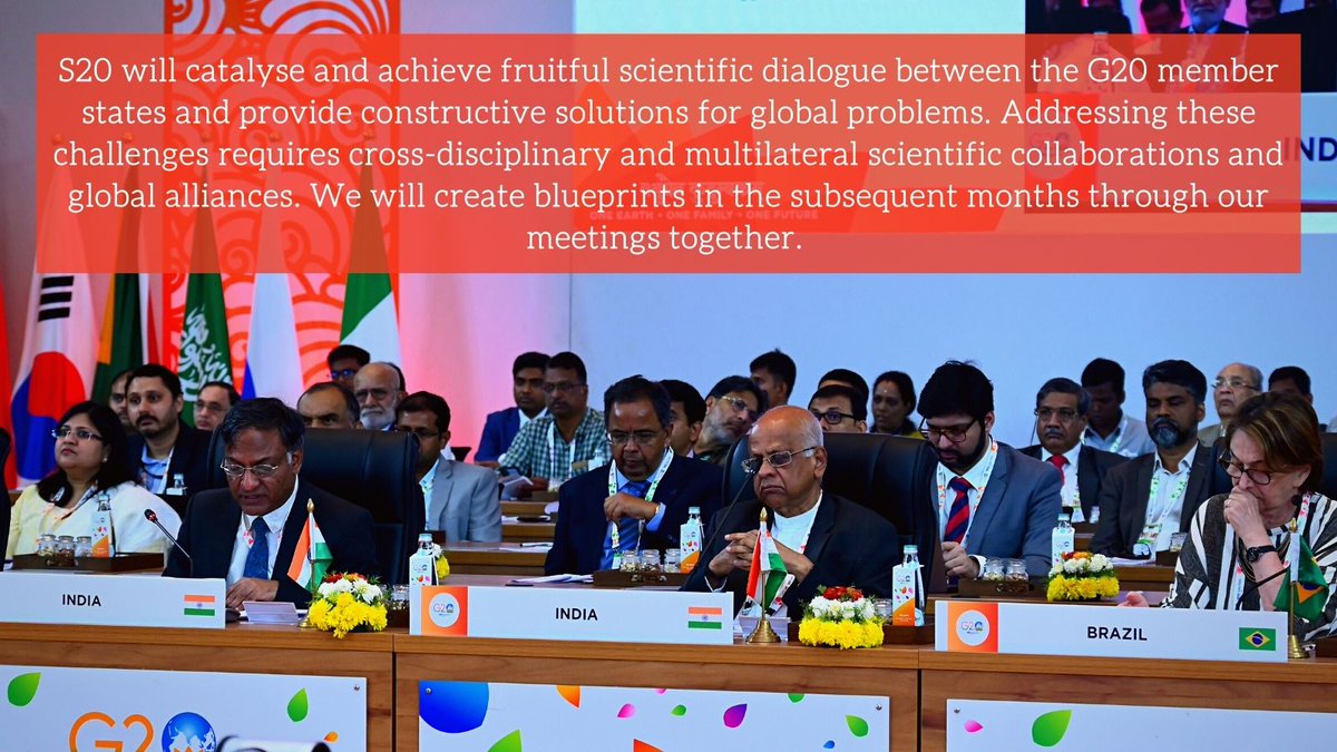 "There are challenges, and they are clear and present. The current sustenance and the sustainability or our civilization to the habitat in which it flourishes: there are several aspects that need solutions and they need them now."

<a href="/S20_India/">S20 India 2023</a> <a href="/IndiaDST/">DSTIndia</a> <a href="/g20org/">G20 United States</a> <a href="/PIBDST/">PIB_Science and Technology</a> <a href="/PIB_India/">PIB India</a>