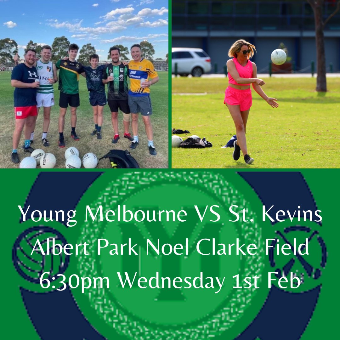 This Wednesday our Young Melbourne Men’s and Ladies team will play a friendly up against St. Kevin’s, this is an amazing opportunity for our teams to show off their talent before the Garryowen 9s this Sunday!

Please get there at 6:30 to, as the game starts at 7pm.