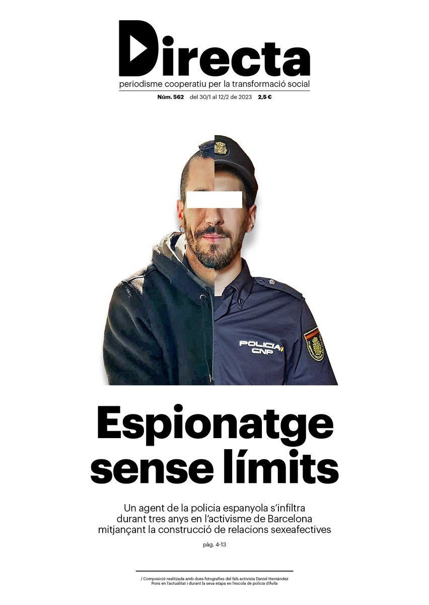 gemma_g_fabrega's tweet photo. ⚠️Marc no era un cas aïllat. Avui, després d'una intensa #investigació en equip, destapem un nou policia espanyol infiltrat. Darrere de Dani s'amaga l'agent D.H.P., que va utilitzar les relacions sexeafectives com a estratègia. 

En obert, a @La_Directa 
➡️https://t.co/O5tDInnIEW https://t.co/WAgewRZ3oz