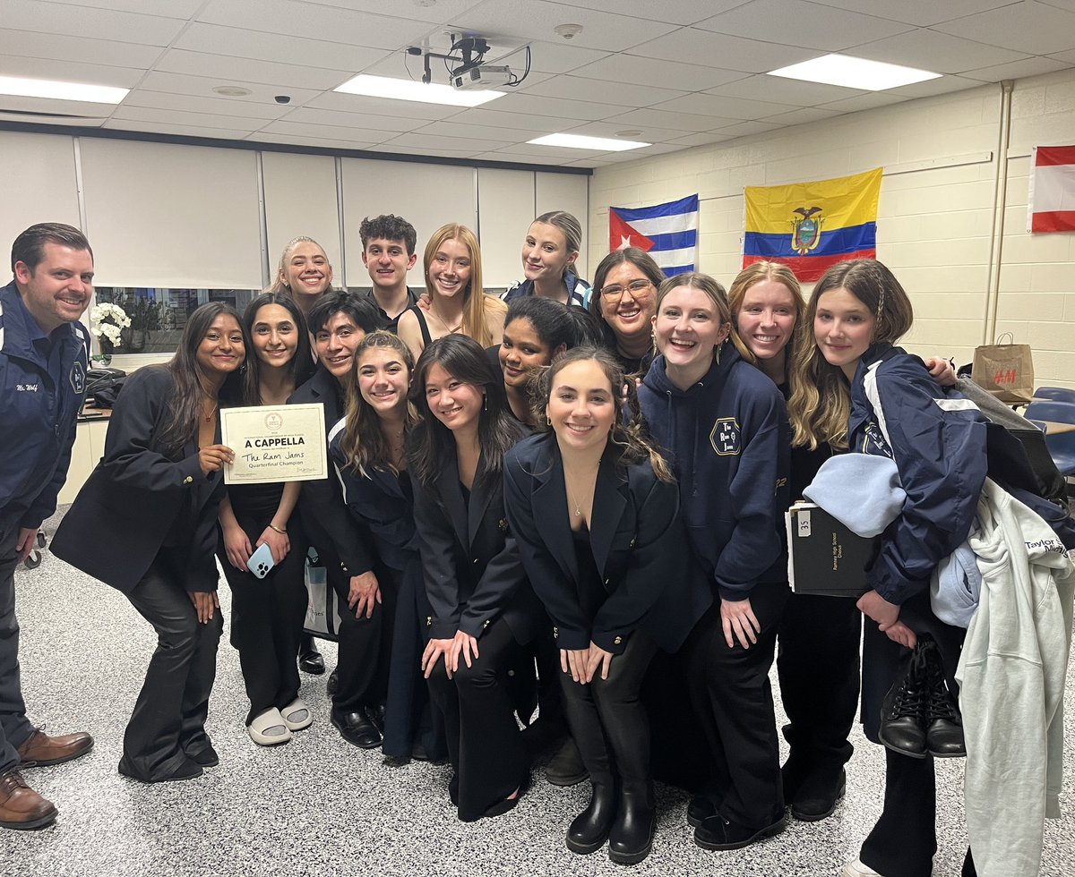RamseyHSchorus's tweet photo. Congratulations to the Ram Jams and Ramsey Blues on their performance tonight at @varsityvocals ICHSA Mid Atlantic Quarterfinals! congrats to The Ram Jams for winning 1st place as Quarterfinal champions and to Gerry Alvarez and Chloe Yi for taking home outstanding Choreography! https://t.co/98knmoXZPU