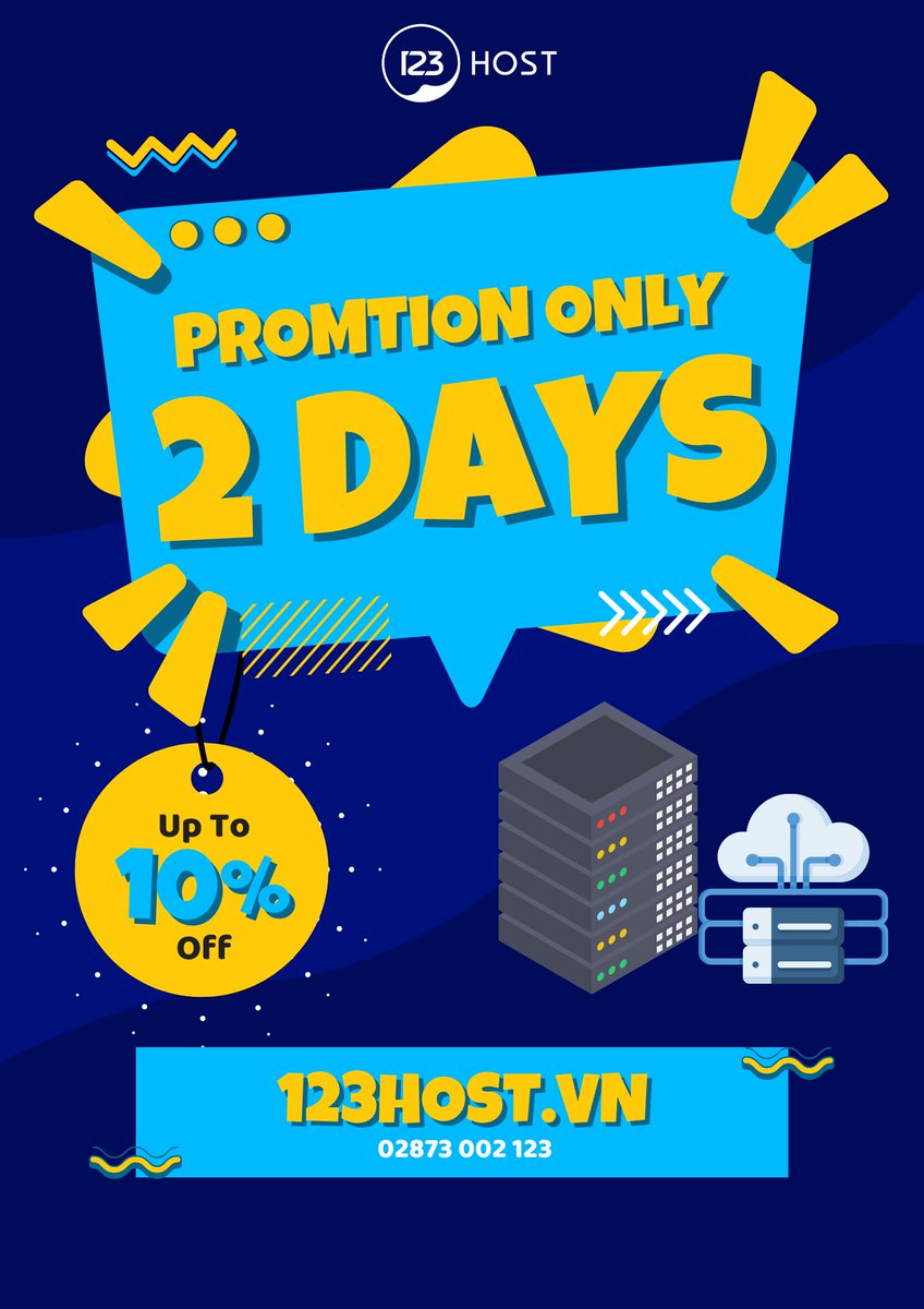 123hostvn's tweet image. Only 2 days for a lifetime 10% discount for the Super 1A plan, a 5% lifetime discount when renting a dedicated server and 10% on new orders of Cloud VPS Service 🥰

Promotion at 123HOST: 123host.vn/en/promotion

#VietnamCloudVPS
#Server
#VietnamServer