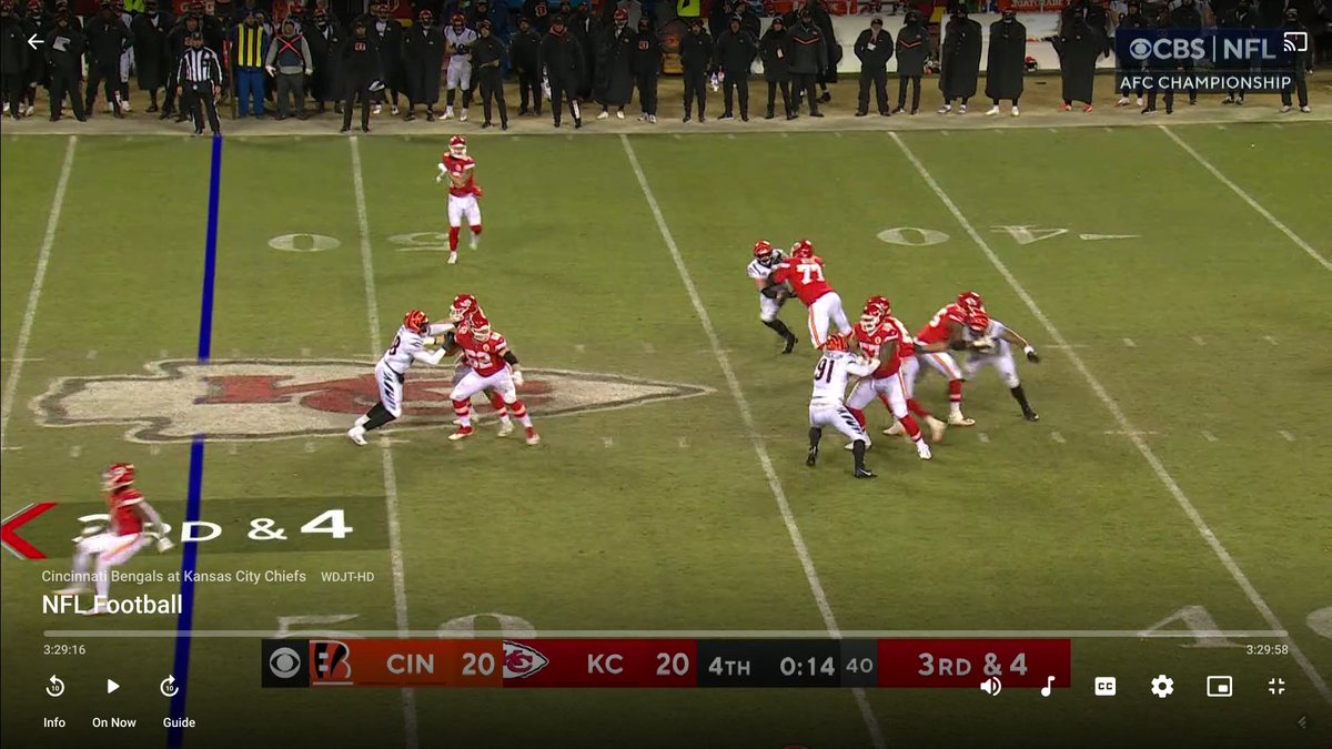 BruceIronsNFL's tweet image. The Chiefs just told all their offensive lineman to hold everyone and the refs decided to call a personal foul on a Bengals defender who injured himself trying to pull up

It's hard to look at this after everything else that happened this game and not think the NFL had a favorite