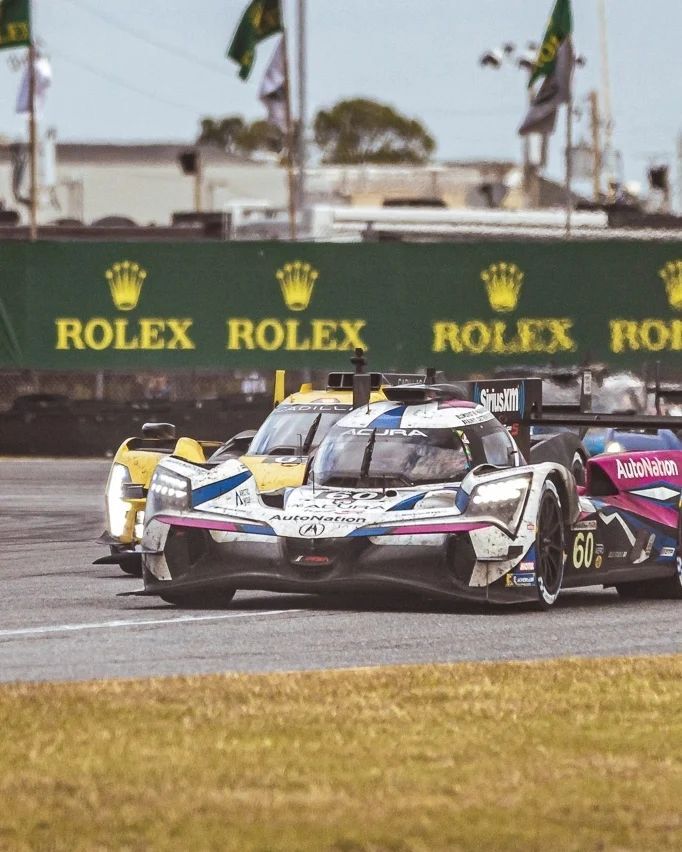 On the first restart after 6hrs of green flag racing, <a href="/tom_blomqvist/">Tom Blomqvist</a> piloted the number 60 @meyershankracing ARX-06 around Ganassi's 01 Cadillac, sealing the deal for this year's Rolex 24Hr Win! Pictured is the very moment he closed the door coming out o… instagr.am/p/CoBd4Y4Mt3v/