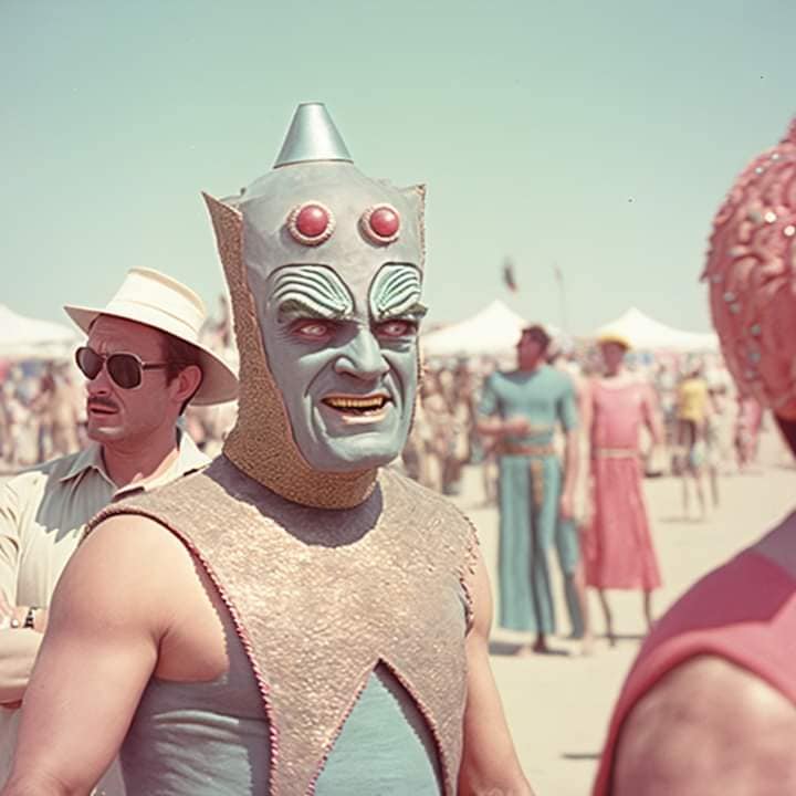 TheFarOutLounge's tweet photo. AI Presents: Burning Man 1963 https://t.co/OQXq209JHi