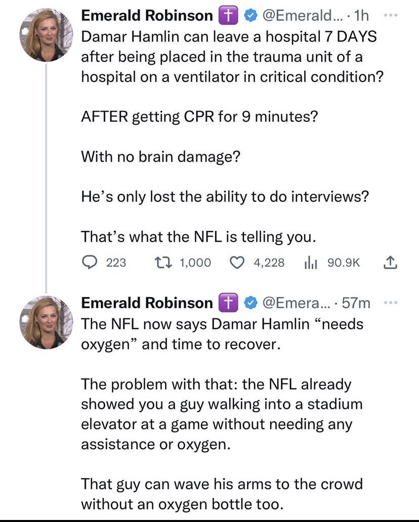 Milennial_con's tweet photo. Not only is the #NFLRigged when it comes to who wins games…

It is also rigged when one of their players drops dead on the field!!

Where is #DamarHamlin https://t.co/oHy76SwJFg