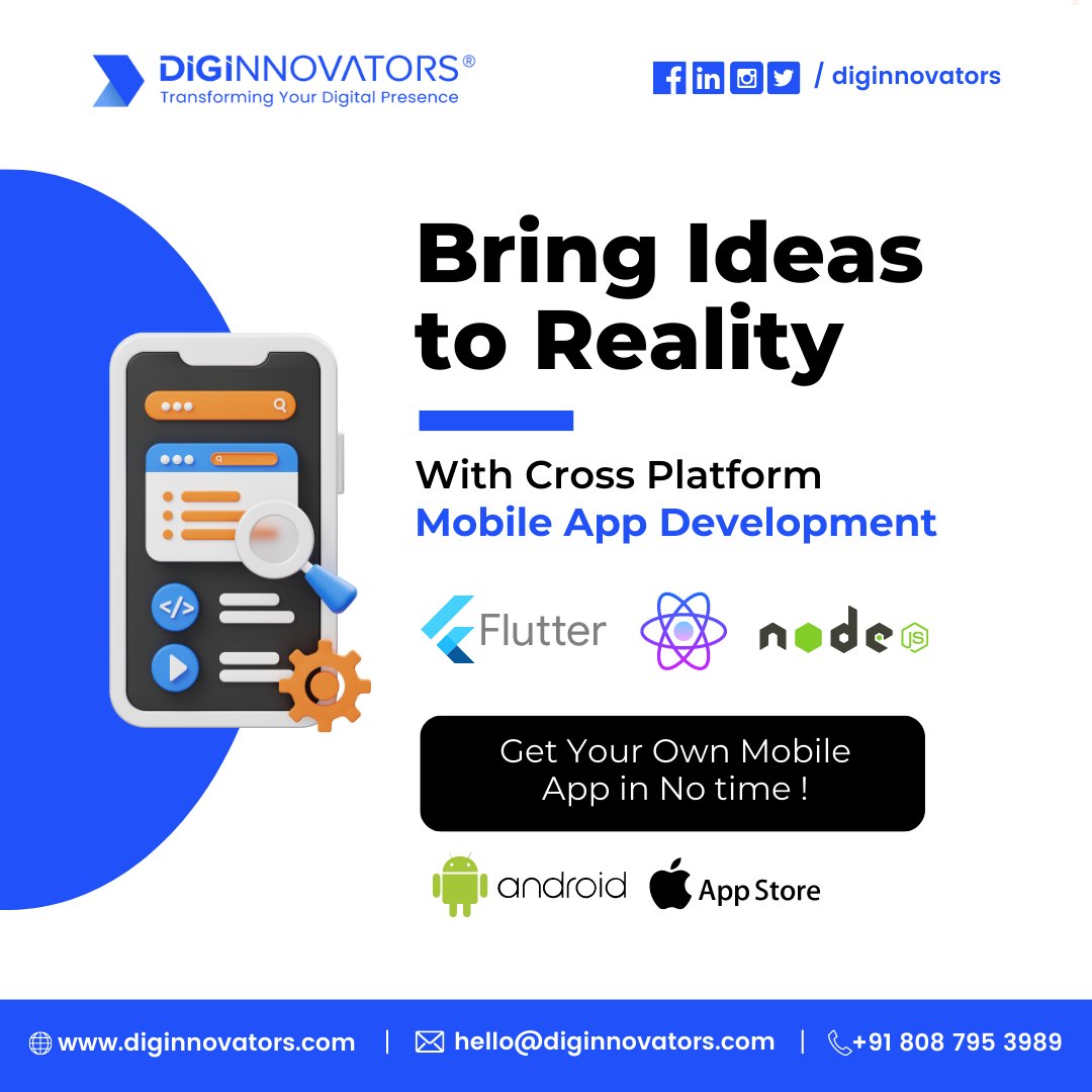 diginnovators's tweet image. Get your own Mobile Application built with latest Technologies for Cross Platform & diversified Industries ! #diginnovators #flutter #nativedevelopment #mobileapp #digital #technical #mobileappdevelopment #webapps #twitter #tweet #android #ios