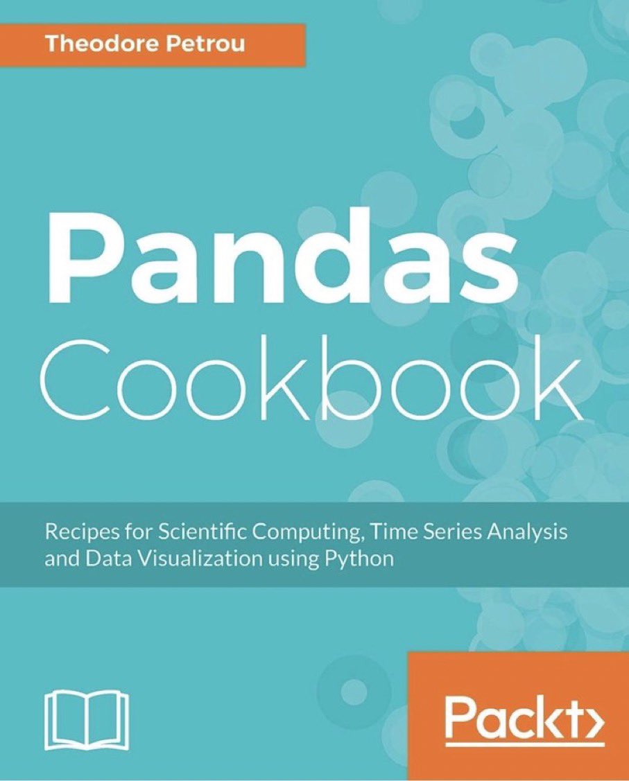 532-page #Python #coding book by @TedPetrou >> 'Pandas Cookbook: Recipes for Scientific Computing, #TimeSeries Analysis, and Data Visualization' at amzn.to/3KOQP1v ————— #100DaysOfCode #DataScience #DataScientists #DataViz #MachineLearning #ComputationalScience