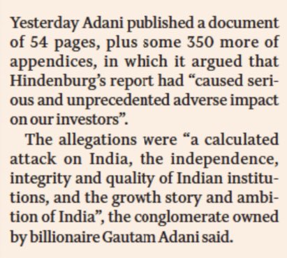 Ouch.. this is all you need to see to know Adani is engaging in fraud. The CEO trying to reframe it as an attack on India gives it away. From ⁦@FT⁩