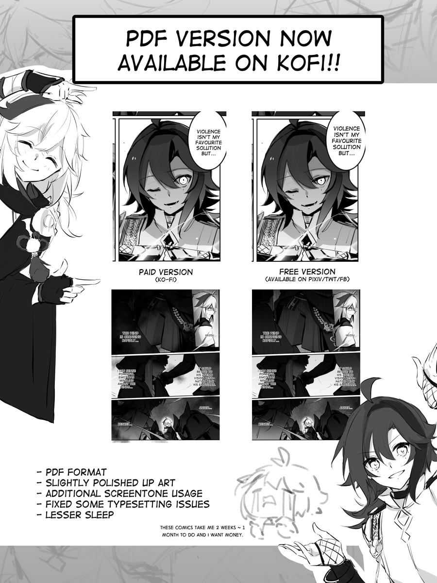 I've put my first comic on kofi as a pdf file \o/

The comics are available for reading for free, i only made very slight updates to the it (mainly faces) so there's no need to feel pressured to buy it

kofi link in thread! 