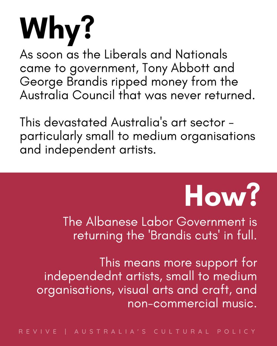 Today we launched our National Cultural Policy ‘REVIVE’. 

One of it’s main policy components is the establishment of Creative Australia.