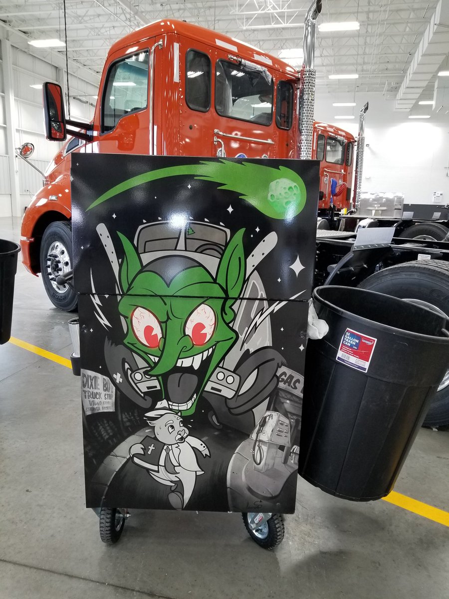 I started my on sign company when I was 16 (1975) and from 2014-2020  I worked for Kenworth RoadReady Center installing decals on new Kenworth trucks all day, everyday. Here's my tool cart I pushed around all day.