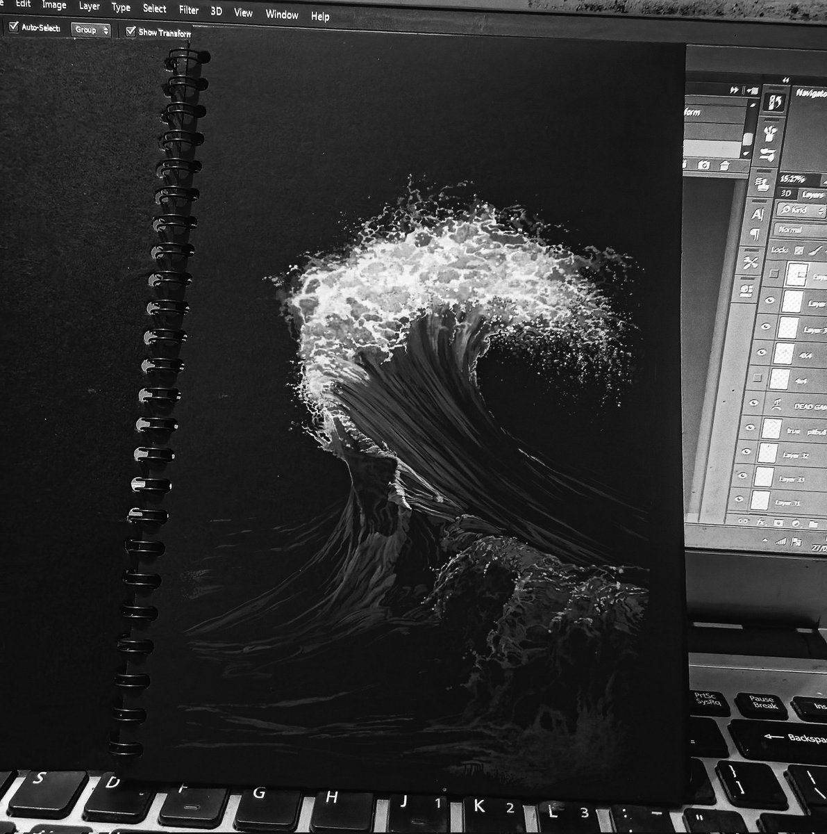 Black &amp; White 
#laut #lukisan #artwork #artgallery #cat #color #blackandwhitephotography