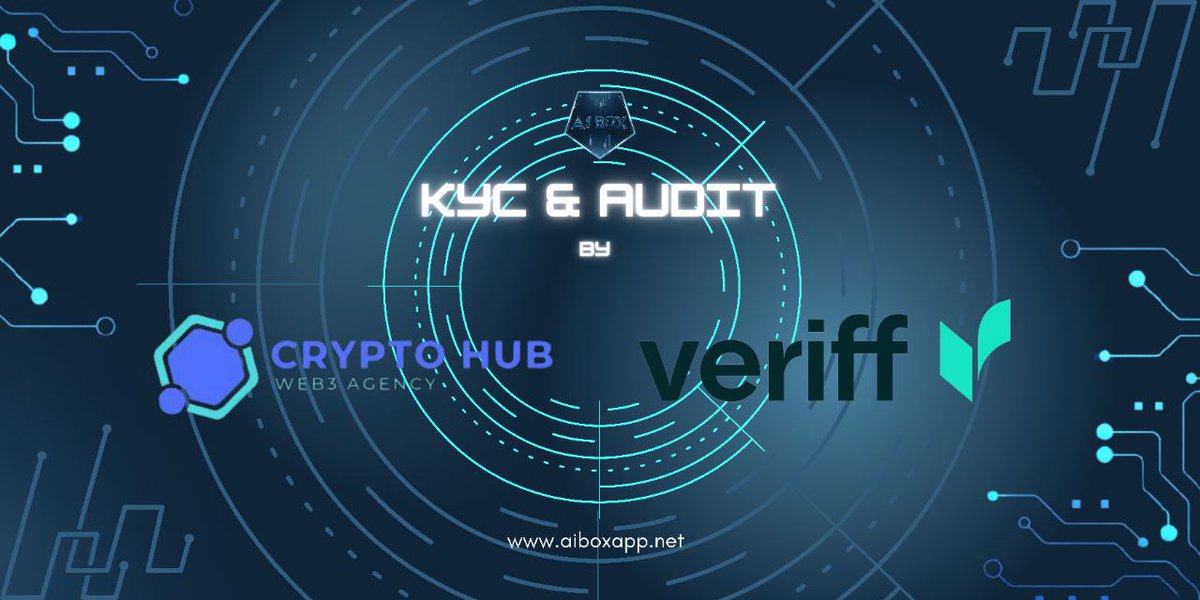 💠°¦¬ AUDIT &amp; KYC - COMPLETED ¬¦°💠

🔥We are proud  to officially announce that the AI ​​BOX token has passed the audit and the kyc process. 

t.me/aiboxnews/24?s…

✅ Audit &amp; KYC service :

Audit 
cryptohub.agency
docs.cryptohub.agency

KYC 
veriff.com