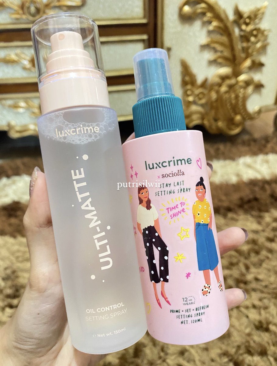 • Luxcrime Setting Spray 

Akhirnya repurchase 🥹
Ini wajib bgt, ga bisa skip. Makeup auto flawless, ga dempul, makeup jadi nyatu bgt sama kulit dan lebih awet 👌🏻

Formula baru yg ulti-matte ini oil controlnya lebih oke, lebih minim transfer ke masker

🖇 shope.ee/7UiLiwdY1L