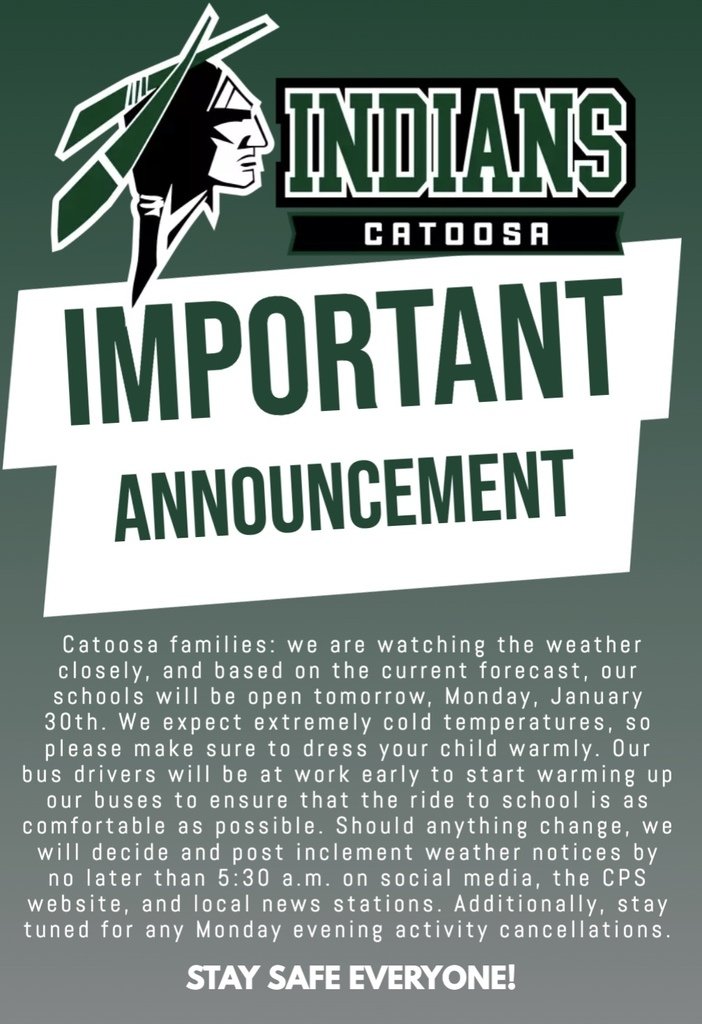 Inclement Weather Update (1-29-2023)