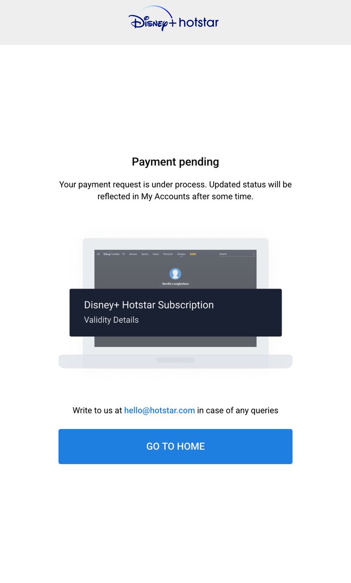 rahul3ds's tweet photo. @DisneyPlusHS folks, renewal payments are not going through since yesterday, have tried multiple different cards but everytime it shows payment pending. Looks like your payment gateway is not able to hit the bank for generating OTP. https://t.co/4f1AZqFAYV