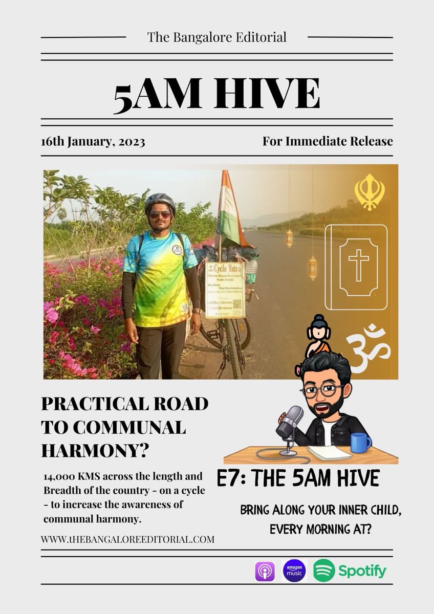 Practical road to communal harmony. Thank you so much The Banglore Editorial for make a episode on my cycle yatra