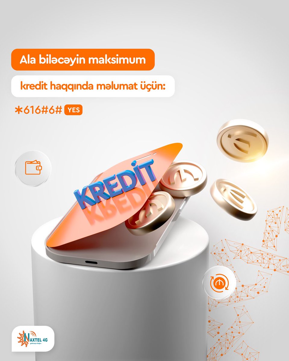 Naxtel4G's tweet photo. Ehtiyac anında kredit xidməti köməyinə çatsın. 🤩
*616#6#YES kodu ilə əldə edə biləcəyin maksimum kredit haqqında məlumat əldə edə bilərsən. 🛟
Ətraflı: 📞 299 və ya 🌐 https://t.co/dQKbrCggBe
#Naxtel #Naxtel4G #Nakhchivan #Geleceyedogru #kredit https://t.co/It4QrKAVUg