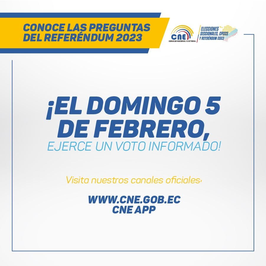 FFLORESV's tweet image. ¡Infórmate sobre el #Referéndum2023 🗳️ de este próximo 05 de febrero!
En total, son 08 preguntas, todas con sus respectivos anexos.
📜 Conócelas ingresando al siguiente enlace ➡️ candidatos2023.cne.gob.ec/consulta
#EcuatorianosEnPanamá 🇪🇨
#Pregunta2