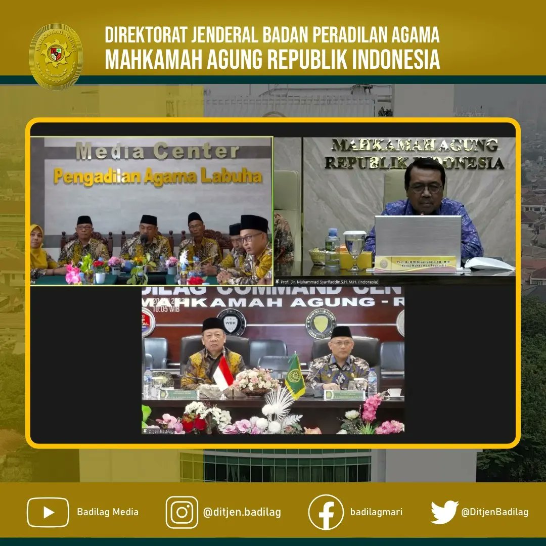 DitjenBadilag's tweet photo. Jakarta - Badilag. Ketua Mahkamah Agung beserta Wakil Ketua MA Bidang Non Yudisial dan Ketua Kamar Agama memberikan bimbingan teknis, Jumat, 20 Januari 2023, dengan tema program prioritas Mahkamah Agung RI Tahun 2023 untuk Lingkungan Peradilan Agama. https://t.co/QyiFpGYU2j