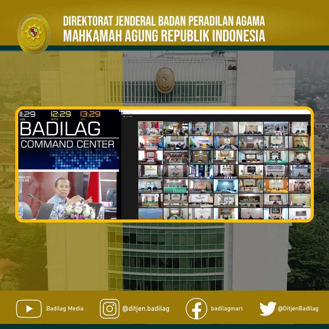 DitjenBadilag's tweet photo. Jakarta - Badilag. Direktur Jenderal Badan Peradilan Agama dan Direktur Jenderal Badan Peradilan Militer dan TUN melakukan Diskusi Lanjutan MA-RI dan FCFCOA (Federal Circuit &amp; Family Court of Australia) di Badilag Comand Center, Selasa, 17 Januari 2023 secara daring. https://t.co/42wUAoLLX2