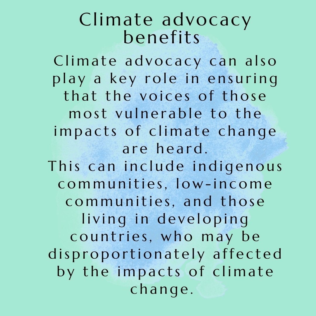 Climate change advocacy can also play a role in ensuring that the voices of those most vulnerable to the impacts of climate change are heard.

#Connect4ClimateChange #climatechange #climateaction #climatechangeisreal